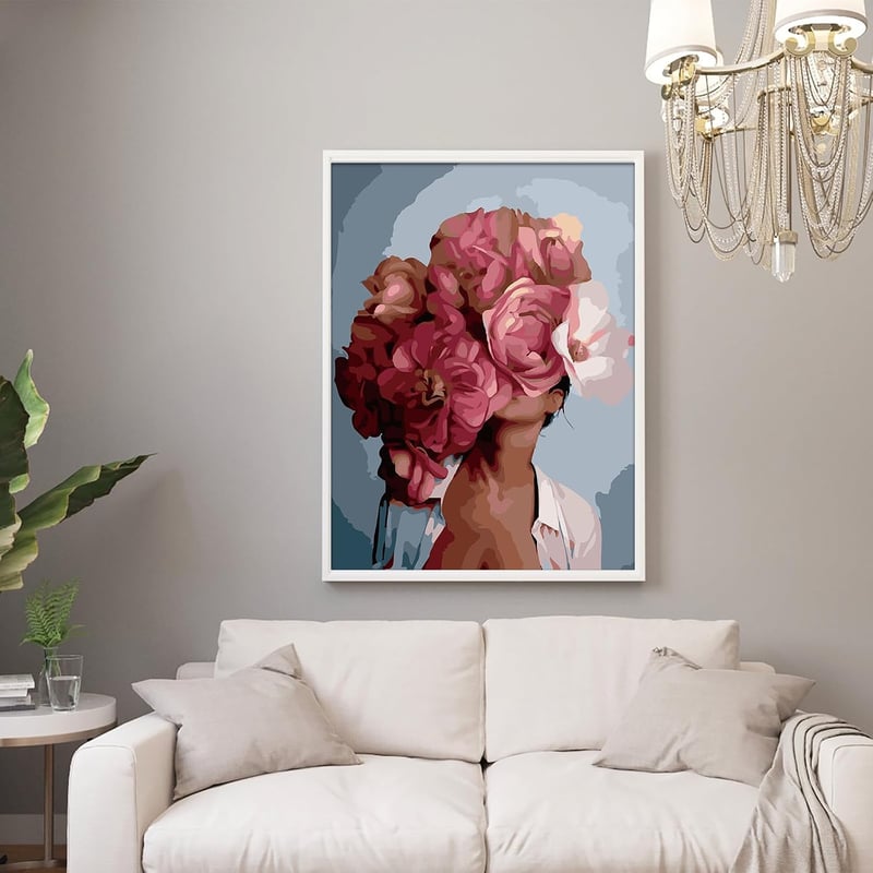 Wisebom Festés számok szerint 40x50cm Lány és Virág DIY olajfestés készlet