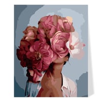 Wisebom Maľovanie podľa čísel, motív dievča a kvety – 40x50 cm 2