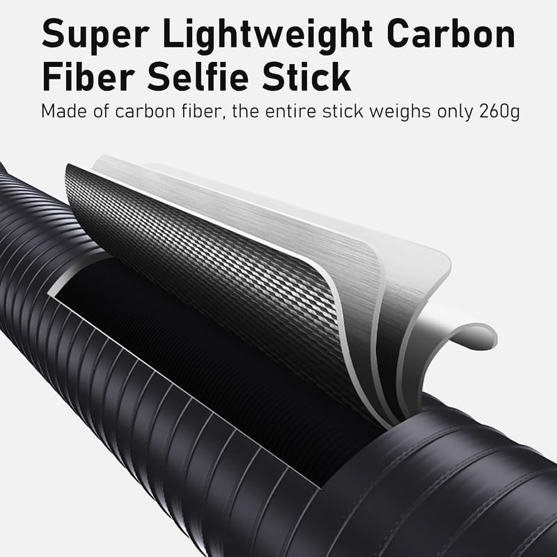 Wiseten 3 m 300 cm láthatatlan selfie stick szénszálas karbon monopod Insta360 X5 X4 X3 ONE X2 DJI Osmo 360 GoPro Hero 13 12 11 10 9 adapter