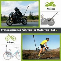 Držiak na motorku Wiseten pre kamery Insta360 X5, X4, X3, GoPro Hero a DJI Osmo Pocket 3, so 120 cm selfie tyčou a dvojitým upevnením na riadidlá bicykla 6