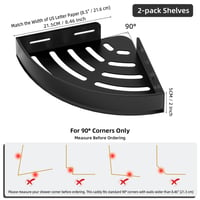 Raft de duș de colț Wisfame fără găurire, aluminiu negru, pentru baie 3
