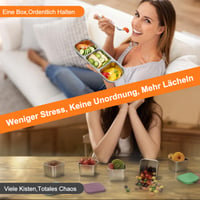 Wishfly Set de 2 Caserole pentru Gustări din Oțel Inoxidabil cu Compartimente – Recipiente pentru Alimente Etanșe cu Capac (600 ml + 700 ml) – Cutie pentru Prânz pentru Copii, pentru Salate și Fructe 7