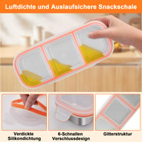 Wishfly Set de 2 Caserole pentru Gustări din Oțel Inoxidabil cu Compartimente – Recipiente pentru Alimente Etanșe cu Capac (600 ml + 700 ml) – Cutie pentru Prânz pentru Copii, pentru Salate și Fructe 5