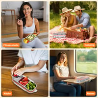 Wishfly Set de 2 Caserole pentru Gustări din Oțel Inoxidabil cu Compartimente – Recipiente pentru Alimente Etanșe cu Capac (600 ml + 700 ml) – Cutie pentru Prânz pentru Copii, pentru Salate și Fructe 8