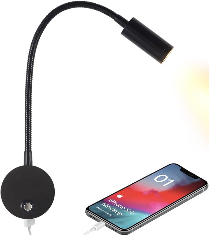 WisHomee Dimmezhető LED Olvasólámpa USB-s, 12V Autó Lakóautó Hajó Világítás, 2 db