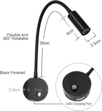 WisHomee Dimmezhető LED Olvasólámpa USB-s, 12V Autó Lakóautó Hajó Világítás, 2 db 7