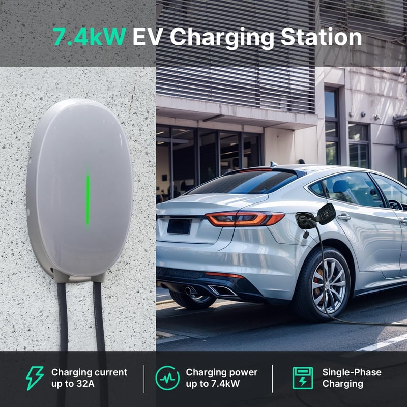 WISSENERGY 7 kW Type 2 Wallbox 32A Fali Töltőállomás 6m Kábellel