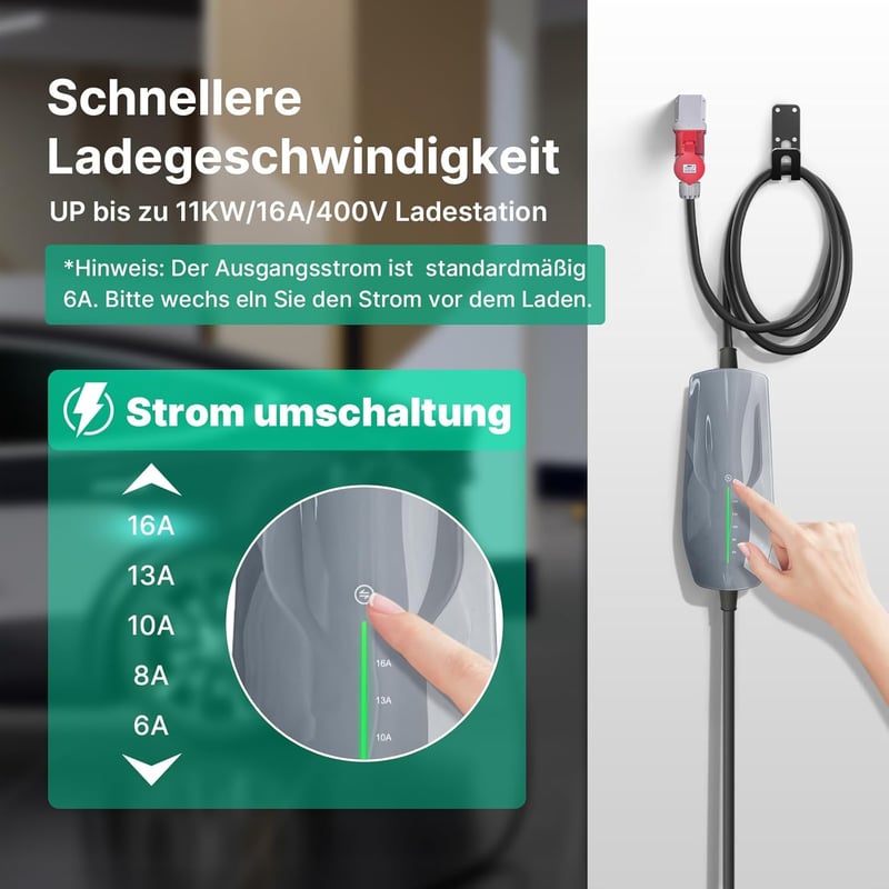 WISSENERGY Type 2 Töltőkábel 11 kW Elektromos Autó Töltő CEE Csatlakozóval, Háromfázisú Mobil Töltőállomás 6m