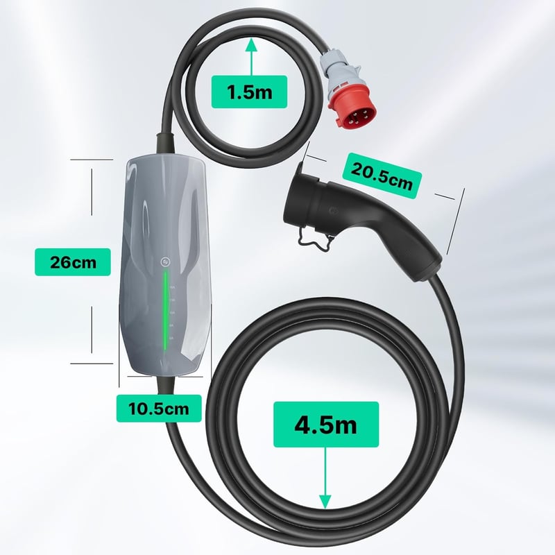 WISSENERGY Type 2 Töltőkábel 11 kW Elektromos Autó Töltő CEE Csatlakozóval, Háromfázisú Mobil Töltőállomás 6m