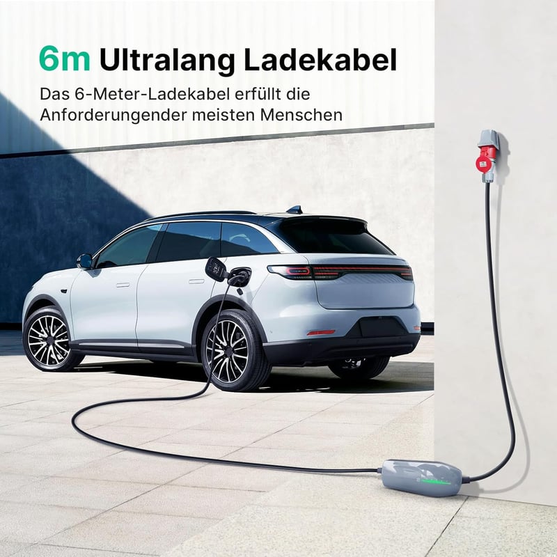 WISSENERGY Type 2 Töltőkábel 11 kW Elektromos Autó Töltő CEE Csatlakozóval, Háromfázisú Mobil Töltőállomás 6m