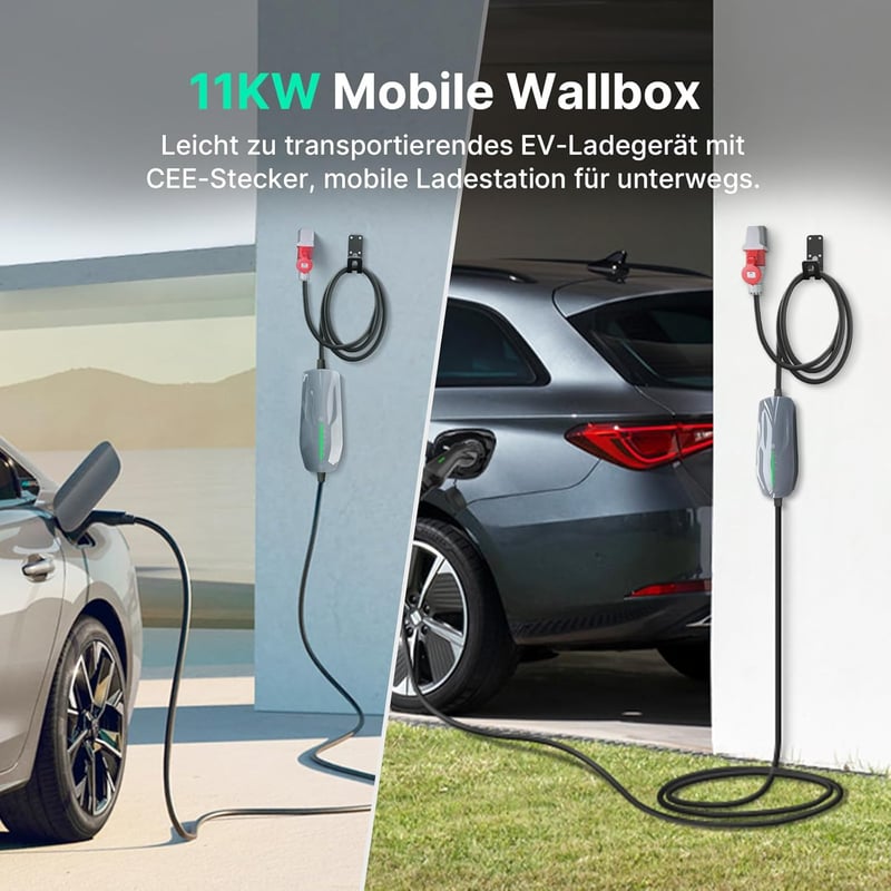 WISSENERGY Type 2 Töltőkábel 11 kW Elektromos Autó Töltő CEE Csatlakozóval, Háromfázisú Mobil Töltőállomás 6m