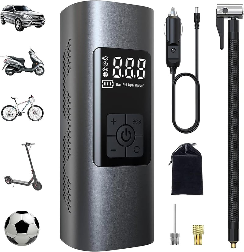Wistrue 150 PSI elektromos légpumpa 6000 mAh akkuval, digitális kijelzővel kerékpárhoz motorkerékpárhoz autóhoz
