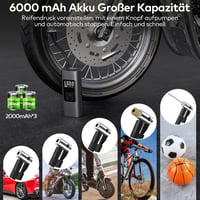 Wistrue 150 PSI elektromos légpumpa 6000 mAh akkuval, digitális kijelzővel kerékpárhoz motorkerékpárhoz autóhoz 3