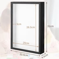 WISYOK 3D hlboký rám na pamiatky A4, čierny, s možnosťou vyplnenia, hĺbka 3 cm, na stenu aj na stôl, na fotografie a predmety, 31 x 22,5 x 4,5 cm 2