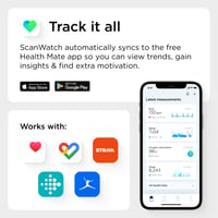 Hybridné inteligentné hodinky Withings ScanWatch Horizon s funkciou EKG, monitorom srdcového tepu a oxymetrom, 30-dňovou výdržou batérie, sledovaním aktivity a spánku, Android a 2