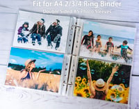 Set 30 folii foto A4 WITHYU (120 buzunare) pentru biblioraft cu 2/3/4 inele, suport transparent pentru cărți poștale, 2 compartimente, A5 (219x152 mm), pagini de schimb pentru album foto cu încărcare superioară 2