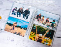Set 30 folii foto A4 WITHYU (120 buzunare) pentru biblioraft cu 2/3/4 inele, suport transparent pentru cărți poștale, 2 compartimente, A5 (219x152 mm), pagini de schimb pentru album foto cu încărcare superioară 7
