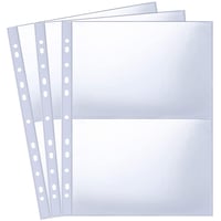 Set 30 folii foto A4 WITHYU (120 buzunare) pentru biblioraft cu 2/3/4 inele, suport transparent pentru cărți poștale, 2 compartimente, A5 (219x152 mm), pagini de schimb pentru album foto cu încărcare superioară 1