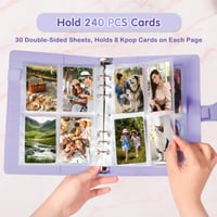 WITHYU A5 album za sakupljanje kartica s 30 listova s 4 džepa, uvez sa 6 prstenova i 240 mjesta za kartice, s koricama od PU kože i magnetskom kopčom, za kolekcionarske kartice 2