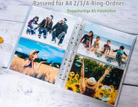 WITHYU Ulošci za fotografije za A4 registratore – 120 komada, 480 džepova, A5 (219x152 mm), prozirne navlake za fotografije, 2 pretinca, obostrane zamjenske stranice za fotoalbum 6