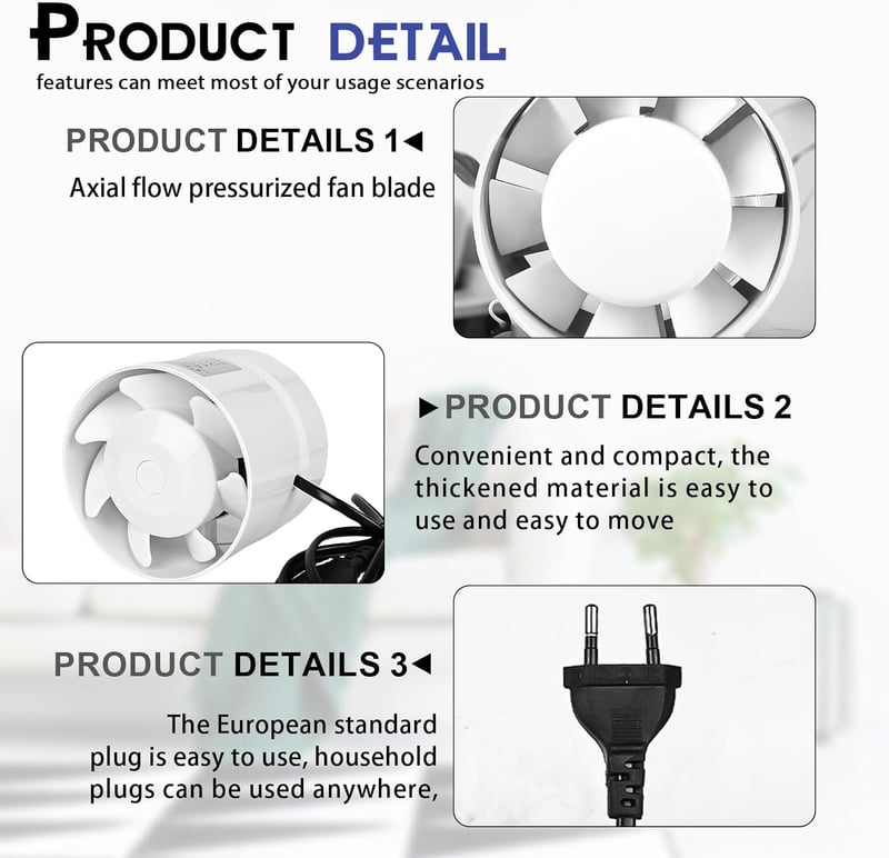 WIYETY 100mm Füstelvezető Ventilátor 130 m³/h Visszacsapó Szeleppel