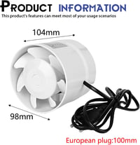 WIYETY 100mm Füstelvezető Ventilátor 130 m³/h Visszacsapó Szeleppel 3
