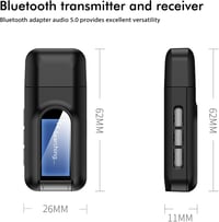 WIYETY Bluetooth 5.0 adapter 2 az 1-ben vezeték nélküli adó vevő 3.5mm jack USB 2
