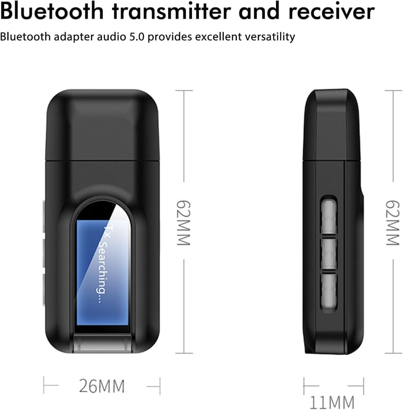 WIYETY Bluetooth 5.0 adapter 2 az 1-ben vezeték nélküli adó vevő 3.5mm jack USB