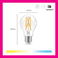 Bec WiZ E27 Filament LED 2 buc. - 806 lm, 60W, Transparent, Alb reglabil, Dimmabil, WLAN, Control inteligent prin aplicație și voce 2