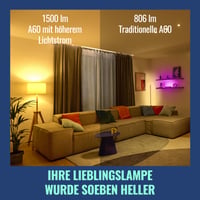 WiZ pametna LED žarulja A60, podesiva bijela svjetlost, grlo E27, 100 W, 1521 lumena, prigušiva, kompatibilna s Alexa, Google Assistant i Apple Home, 1 kom. 2