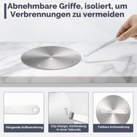 WJMY Indukciós Adapterlemez 24 cm, Rozsdamentes Acél Indukcióslap Normál Edényekhez Levehető Fogantyúval, Egyenletes Hőelosztás, Használt 5