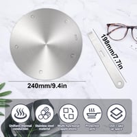 WJMY Indukciós Adapterlemez 24 cm, Rozsdamentes Acél Indukcióslap Normál Edényekhez Levehető Fogantyúval, Egyenletes Hőelosztás, Használt 4