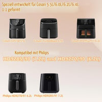 Magnetický kryt proti prskaniu tuku WJMY z nehrdzavejúcej ocele, príslušenstvo pre fritézy Cosori TurboBlaze 5,5 l, 6,0 l, 6,2 l, Philips HD9285 XXL 7,2 l, HD9270 XL 6,2 l 3