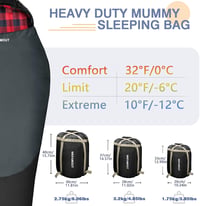 WKFAMOUT Mumia Hálózsák -12°C-ig 500GSM Flanel 3-4 Évszak Kemping Utazás 3