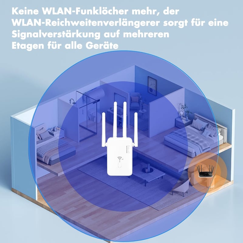 Qwdqwd WiFi Erősítő 300Mbps 4 Antennás Jelerősítő Ethernet Porttal