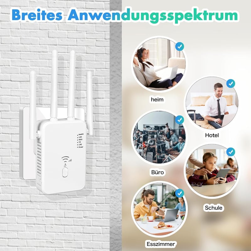 Qwdqwd WiFi Erősítő 300Mbps 4 Antennás Jelerősítő Ethernet Porttal