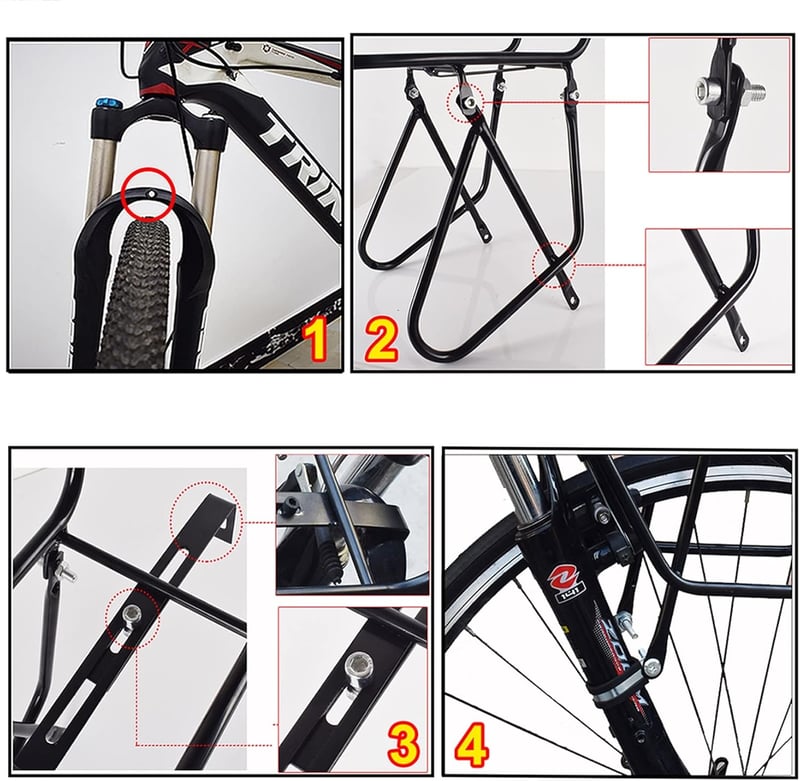 WLDOCA Kerékpár Csomagtartó Elöl 15kg Teherbírás Fékcsatornás Mountainbike Tartó