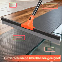 Wlich Mop pentru podea, 60 cm lățime, cu mâner de 150 cm, racletă pentru baie, garaj, gresie, sticlă și marmură 5
