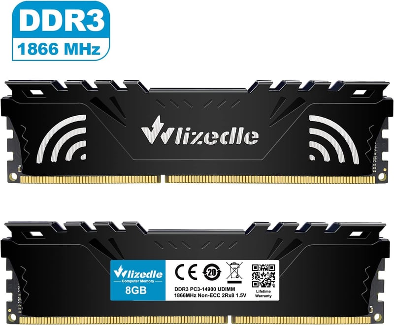 Wlizedle DDR3 32GB (4x8GB) 1866MHz CL13 Asztali RAM Memória 240-Pin