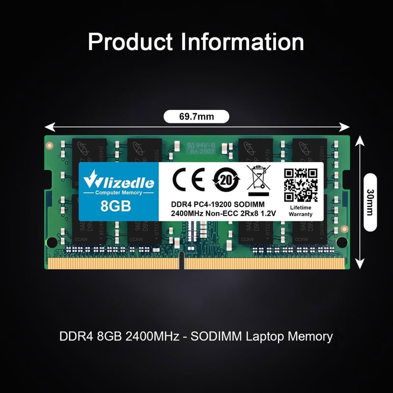 Wlizedle DDR4 2400MHz 8GB SO-DIMM Laptop RAM Memória Modul