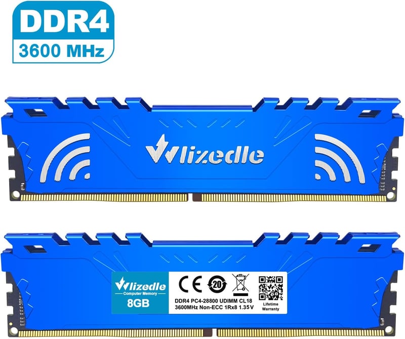 Wlizedle DDR4 3600MHz 16GB (2x8GB) XMP 2.0 Gaming RAM CL18 Kék