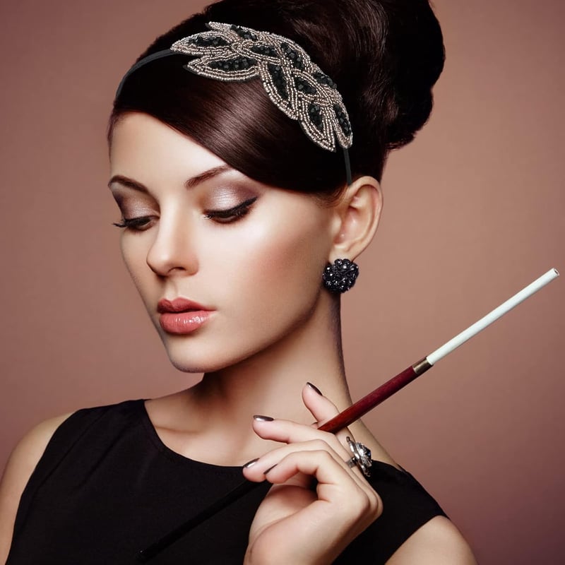 WLLHYF 1920s Fejpánt Női Fehér Kristály Flapper Fejdísz Vintage Hajékszer