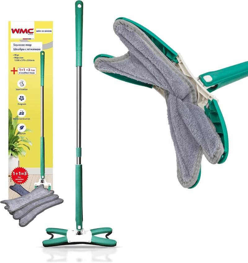 WMC TOOLS X-Typ Forgó Felmosó Szett 360° Centrifuga Funkcióval 2 Kendővel