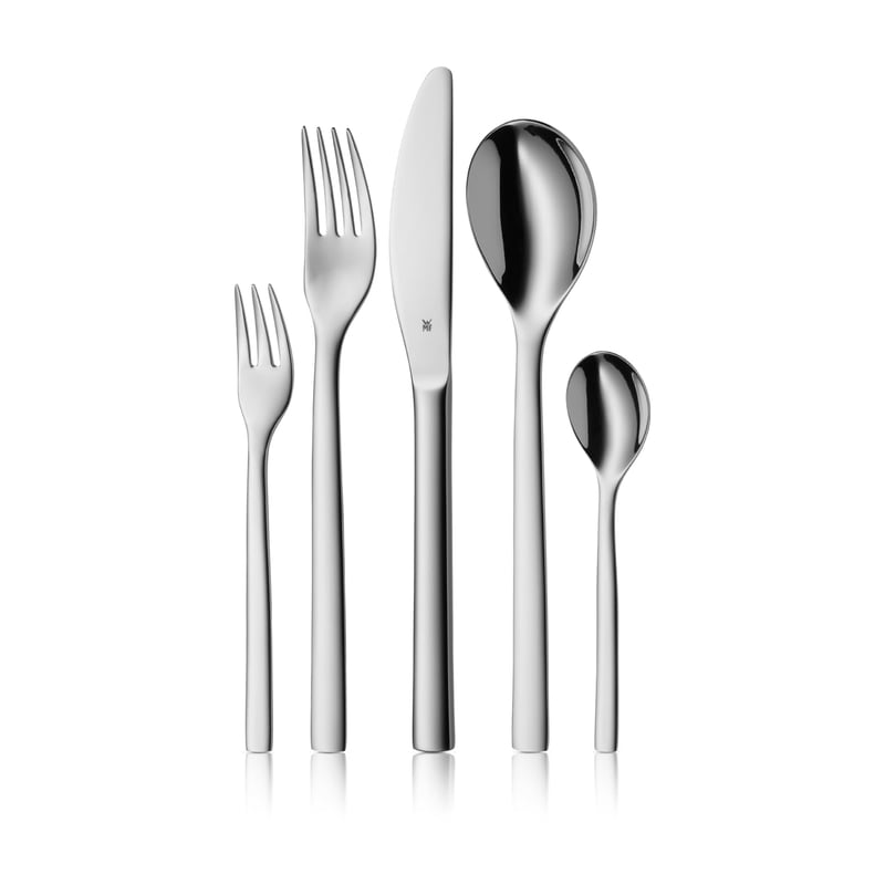 Set de tacâmuri WMF Atria, 60 piese, 12 persoane, oțel inoxidabil Cromargan 18/10, finisaj lustruit, cu cuțite monobloc, compatibil cu mașina de spălat vase