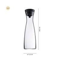 Sklenená karafa na vodu WMF Basic 1,5 l so silikónovým vekom, uzáverom CloseUp z nehrdzavejúcej ocele Cromargan a sitkom na kocky ľadu a ovocie 6
