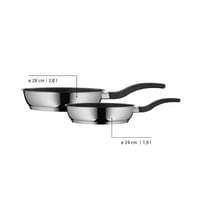 Sada 2 panvíc WMF Devil 28 cm a 24 cm, indukčné, nehrdzavejúca oceľ Cromargan s nepriľnavým povrchom a plastovou rukoväťou 6
