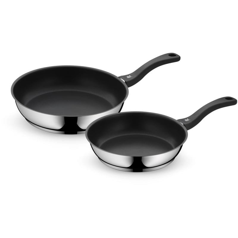 Sada 2 panvíc WMF Devil 28 cm a 24 cm, indukčné, nehrdzavejúca oceľ Cromargan s nepriľnavým povrchom a plastovou rukoväťou