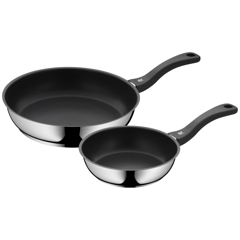 Sada panvíc WMF Devil, 2-dielna – 20 cm + 28 cm, indukčná teflónová panvica, nehrdzavejúca oceľ Cromargan, nepriľnavý povrch, vhodná do umývačky riadu