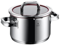 Oală WMF Function 4 20 cm 3,4 l cu capac din sticlă, roșie, oțel inoxidabil Cromargan, pentru plită cu inducție, cu scală gradată la interior, 4 funcții de scurgere 1