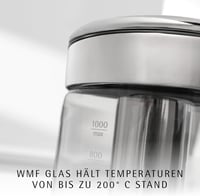 WMF Küchenminis 2in1 Vario üveg vízforraló teafőző 1L 1900W hőmérséklet szabályozás 3